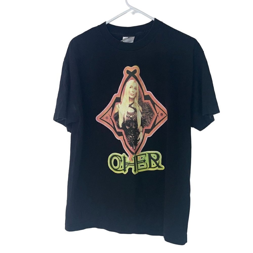 Cher Womens Tee Shirt Size Large Black Live In Concert 2002 Tour Dates Mexico